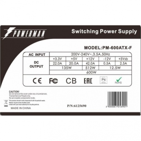Блок питания Powerman 600W PM-600ATX-F (6125690) - фото 2