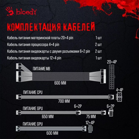 Блок питания Bloody ATX 850W BD-PS850G 80+ Gold - фото 20