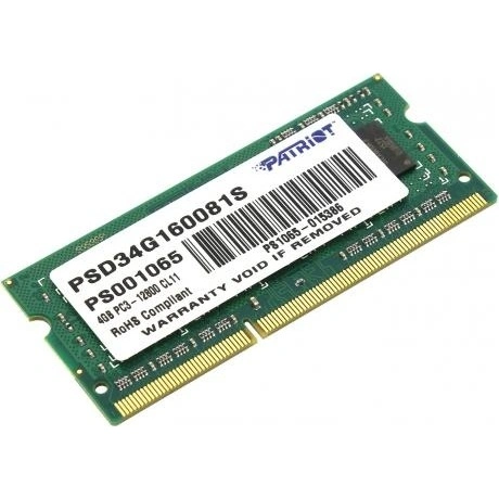 Память SO-DIMM DDR3 Patriot 4Gb 1600MHz (PSD34G160081S)