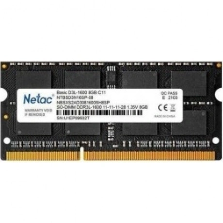 Память оперативная DDR3L Netac 8Gb 1600Mhz (NTBSD3N16SP-08)