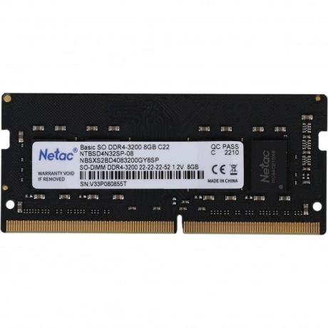 Память оперативная DDR4 Netac 8GB PC25600 3200MHz (NTBSD4N32SP-0...