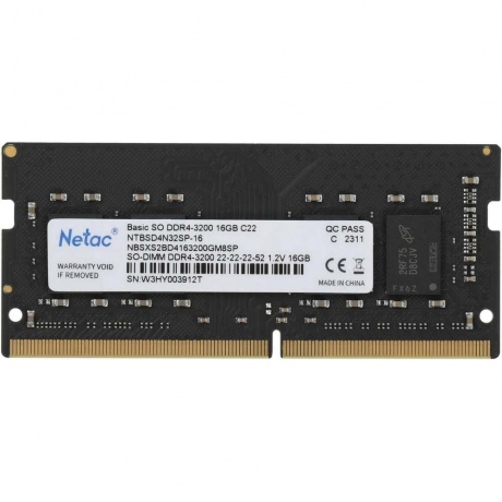 Память оперативная DDR4 Netac 16Gb 3200MHz (NTBSD4N32SP-16) - фото 1