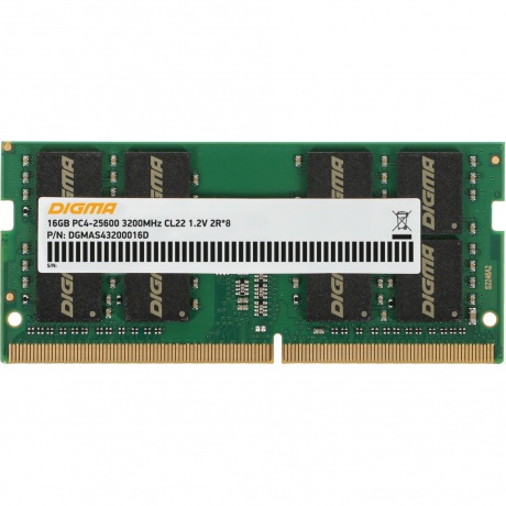Оперативная память DDR4 Digma 16Gb 3200MHz SO-DIMM (DGMAS43200016D) - фото 1