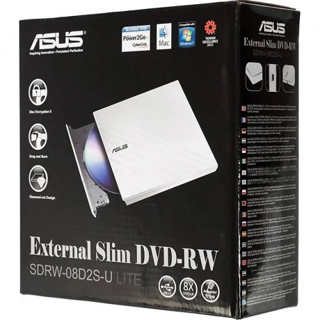 Привод DVD-RW Asus SDRW-08D2S-U LITE белый - фото 9