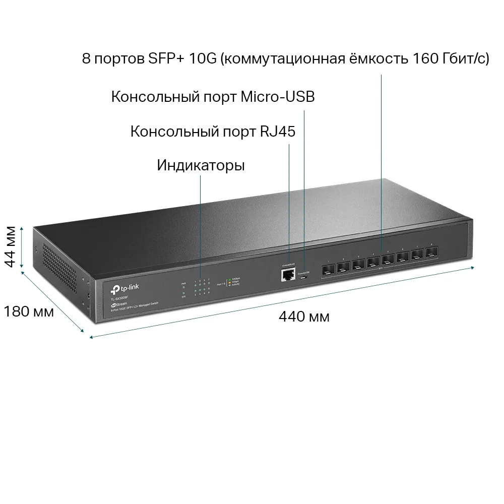 Коммутатор TP-Link TL-SX3008F 8SFP+ - фото 3