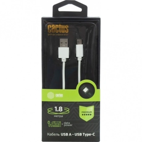 Кабель Cactus CS-USB.A.USB.C-1.8 USB (m)-USB Type-C (m) 1.8м бел...