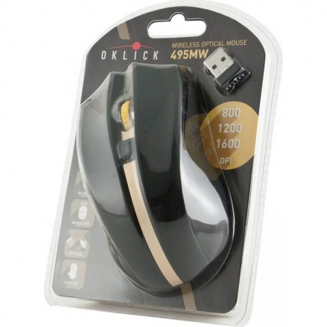 Мышь Oklick 495MW Black-Gold USB - фото 5