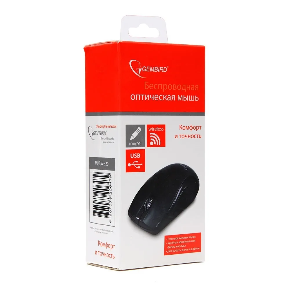 Мышь Gembird MUSW-320 black (MUSW-320) - фото 4