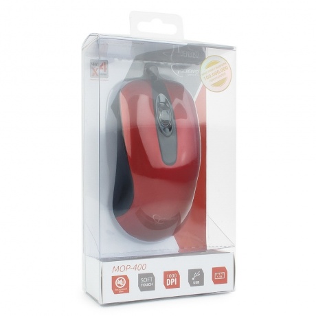 Мышь Gembird MOP-400-R red - фото 2