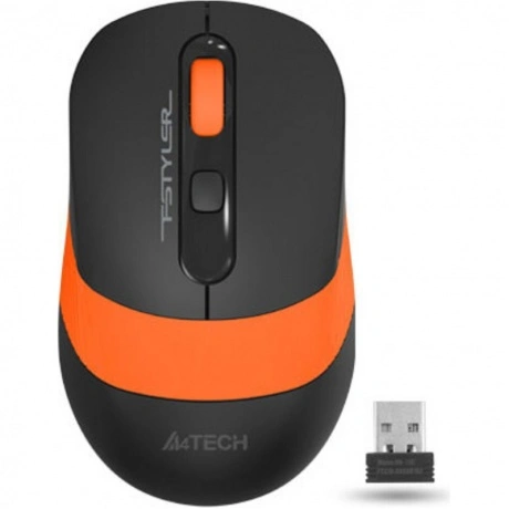 Мышь A4Tech Fstyler FG10S черный/оранжевый silent беспроводная U...