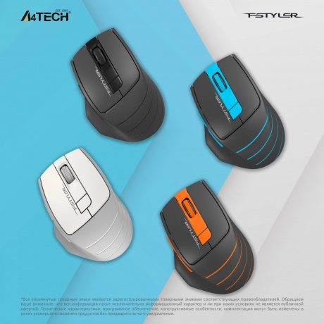 Мышь A4Tech Fstyler FG30S серый silent беспроводная USB (6but) - фото 20