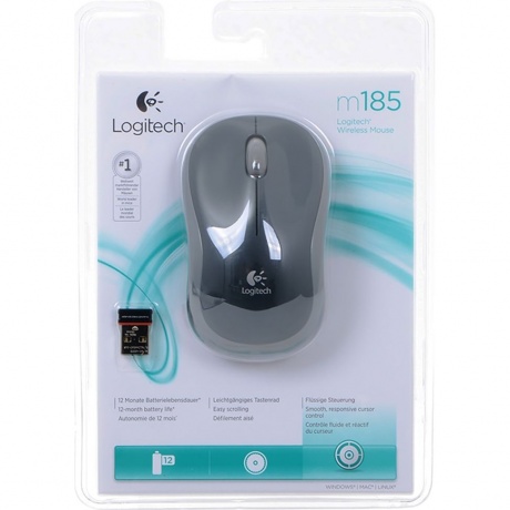 Мышь беспроводная Logitech M185 grey (910-002238) - фото 4