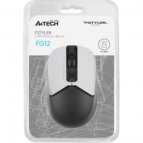Мышь A4Tech Fstyler FG12 Panda белый/черный - фото 2