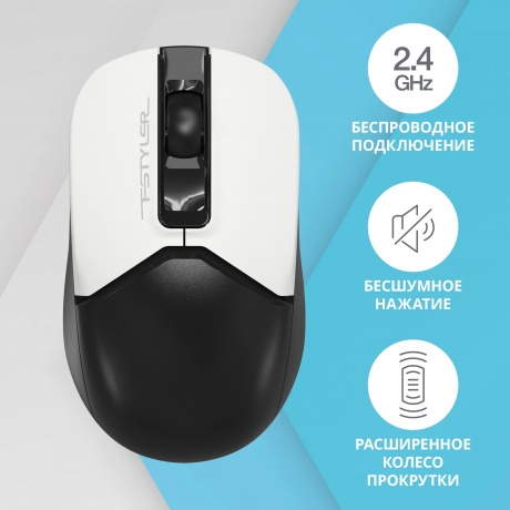Мышь A4Tech Fstyler FG12S Panda белый/черный - фото 19