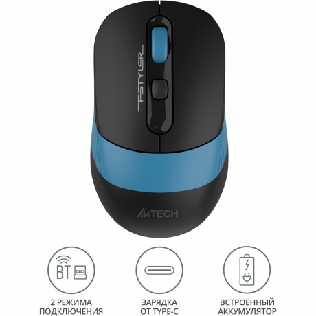 Мышь A4Tech Fstyler FB10C черный/синий - фото 17