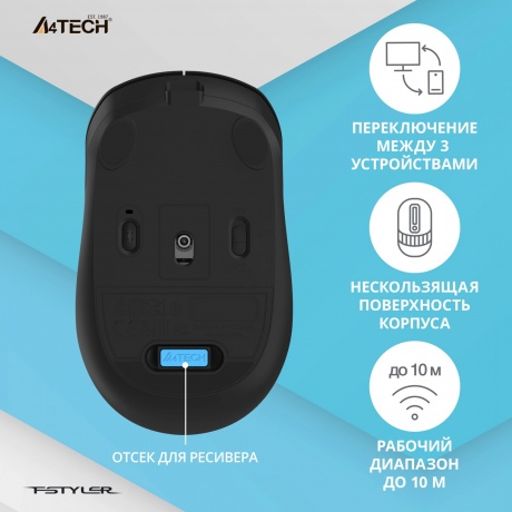 Мышь A4Tech Fstyler FB10C черный/синий - фото 9