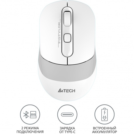 Мышь A4Tech Fstyler FB10C белый/серый - фото 4
