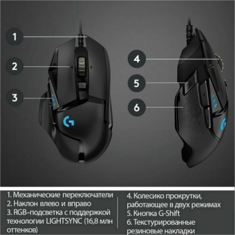 Мышь проводная Logitech G502HERO (910-005474) Black - фото 8