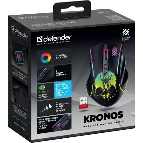 Мышь Defender KRONOS GM-695 RGB/BLACK (52695) - фото 4