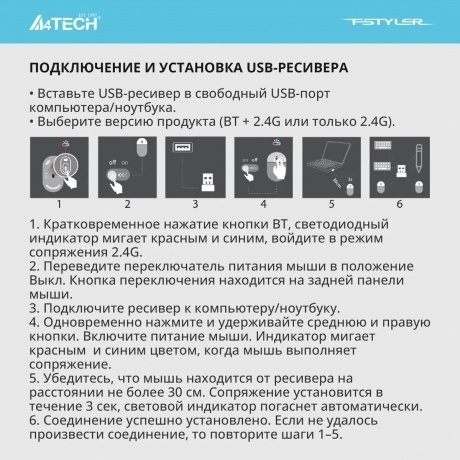 Мышь A4Tech Fstyler FB35C Midnight Green - фото 18