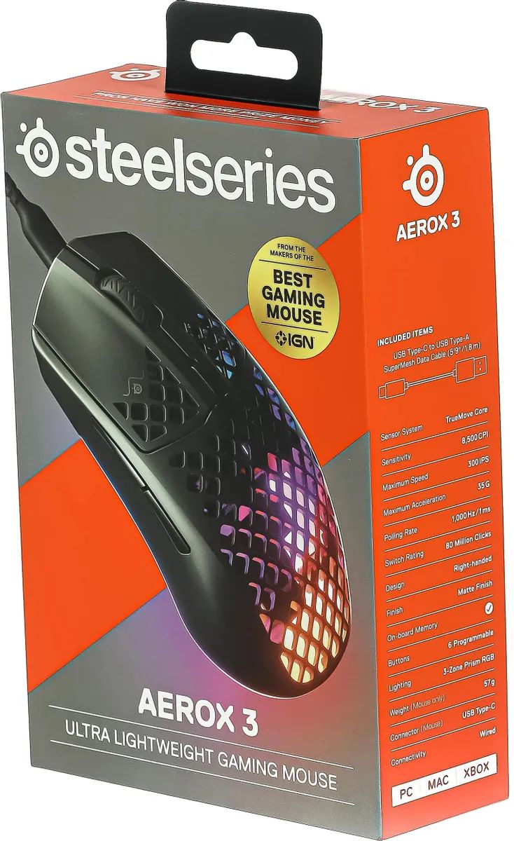 Мышь SteelSeries Aerox 3 USB Black 62599 - фото 9