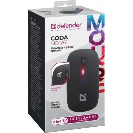 Мышь Defender Coda MB-261 black (52261) - фото 5