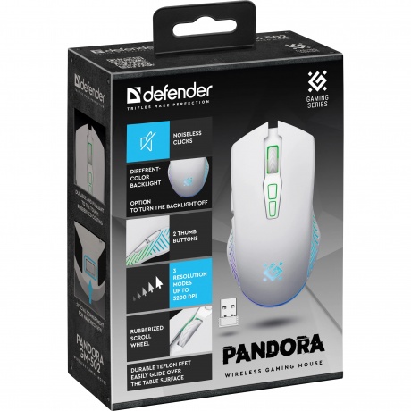 Мышь беспроводная Defender Pandora GM-502 white (52502) - фото 8