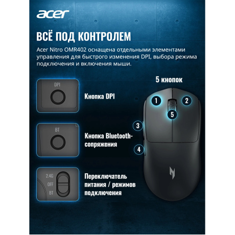 Мышь Acer Nitro OMR402 черный (ZL.MCECC.05E) - фото 9