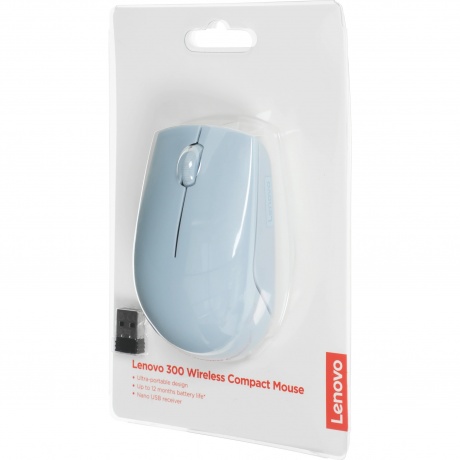 Мышь Lenovo 300 Wireless Compact светло-голубой (GY51L15679) - фото 11