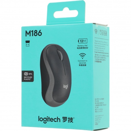 Мышь Logitech M186 черный/серый (910-004131) - фото 16
