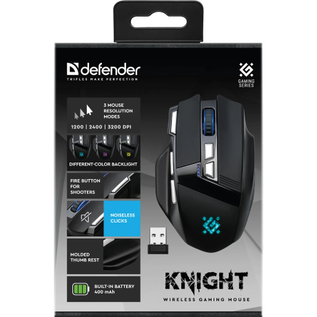 Мышь беспроводная Defender Knight GM-885 black (52885) - фото 17