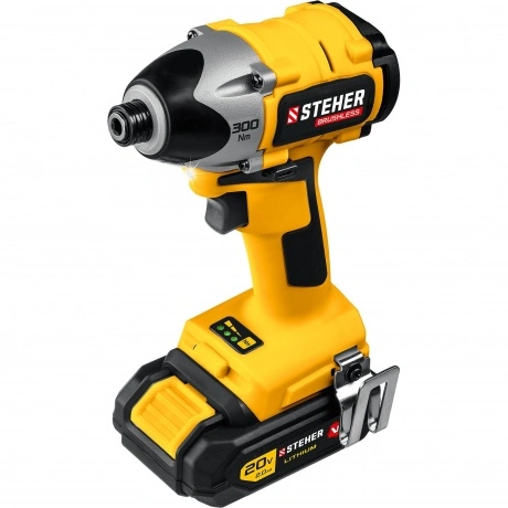 Бесщеточный винтоверт, кейс (CSB-300-2) STEHER V1, 20 В, 300 Н·м...