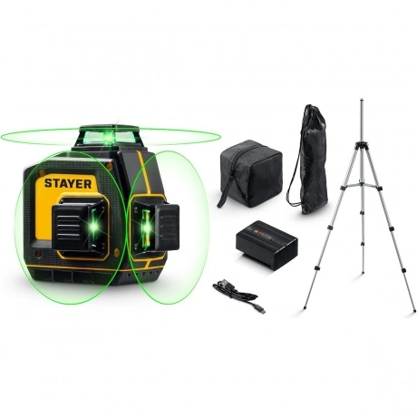Нивелир лазерный зеленый STAYER SL-3D #3, 50м, точн. +/-0,5 мм/м...