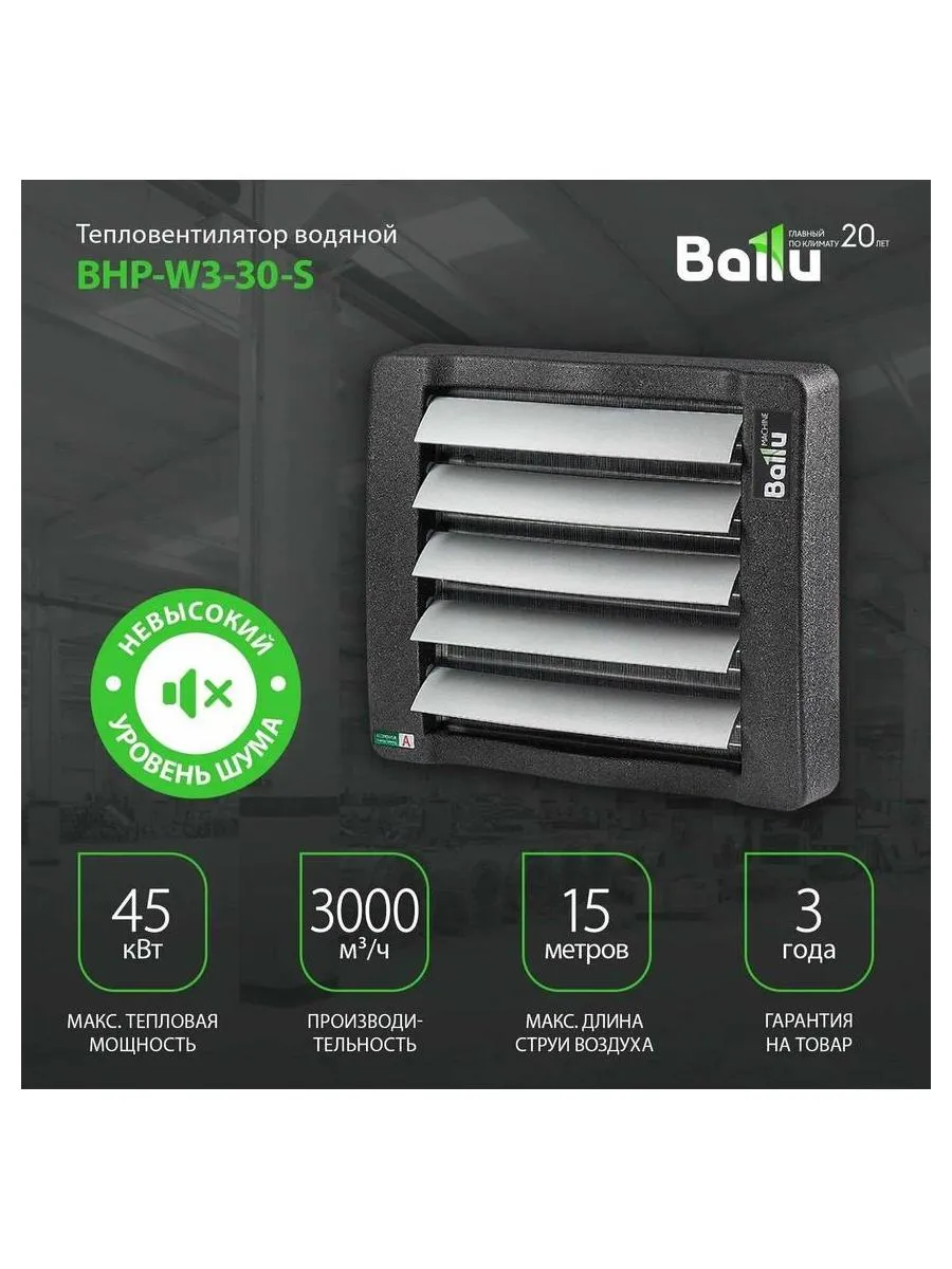 Тепловентилятор водяной BALLU BHP-W3-30-S - фото 8