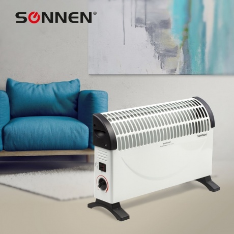 Обогреватель-конвектор SONNEN Y-02S, 1500 Вт, 3 режима работы, белый/черный, 453494 - фото 8