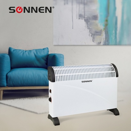 Обогреватель-конвектор SONNEN Y-01S, 2000 Вт, 3 режима работы, белый/черный, 455309 - фото 9