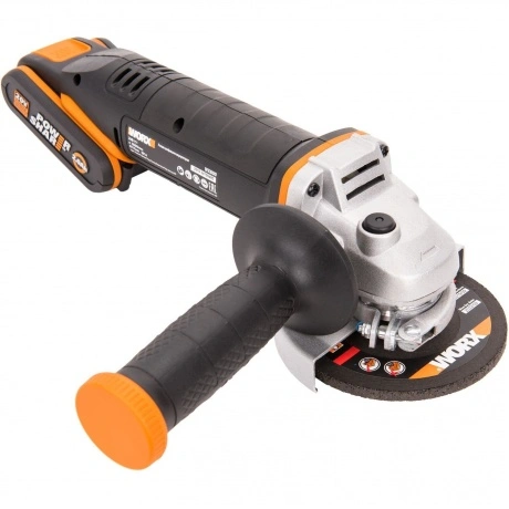 Угловая шлифмашина аккумуляторная WORX 20В, 115мм, 2х2,0Ач, кейс...