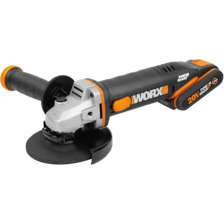 Угловая шлифмашина аккумуляторная WORX 20В, 125мм, 1х2,0Ач + 1х4...