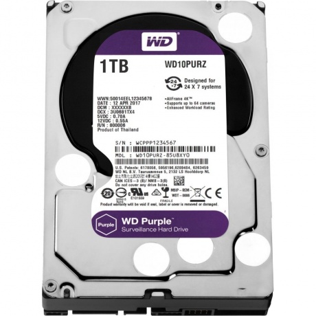 Жёсткий диск WD Purple 1Tb (WD10PURZ) - фото 1