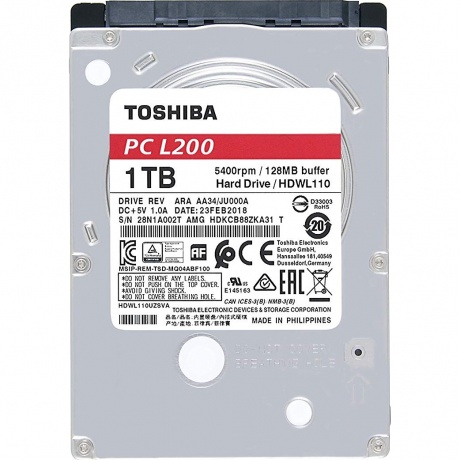 Жесткий диск Toshiba L200 Slim 1Tb (HDWL110UZSVA) - фото 3
