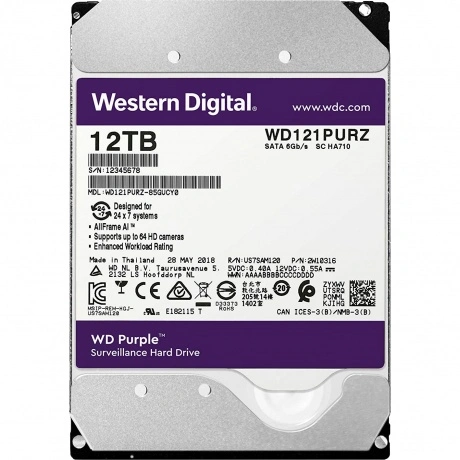 Жесткий диск HDD Western Digital SATA-III 12Tb (WD121PURP)