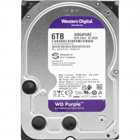 Жесткий диск Western Digital SATA  6Tb Purple (WD64PURZ) - фото 1