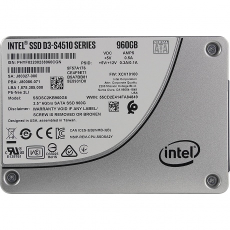 Накопитель SSD Intel 960Gb DC D3-S4510 (SSDSC2KB960G801 963341) - фото 4