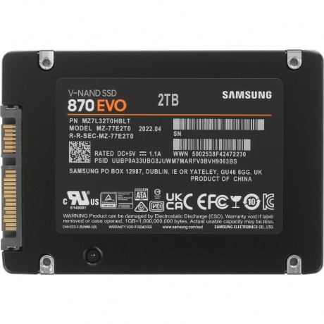 Накопитель SSD Samsung 2TB 870 EVO (MZ-77E2T0BW) - фото 2