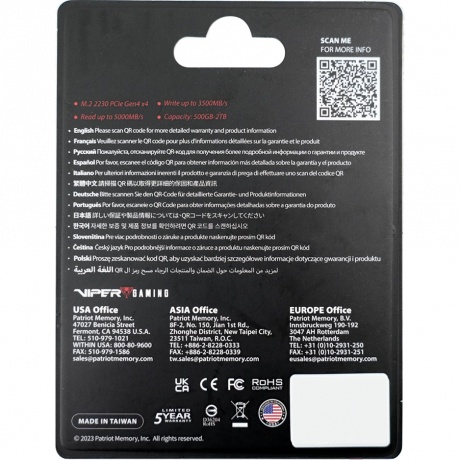 Накопитель SSD Patriot M.2 2230 500GB (VP4000M500GM23) - фото 6
