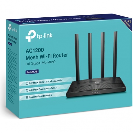 Wi-Fi роутер TP-Link Archer A6 черный - фото 4