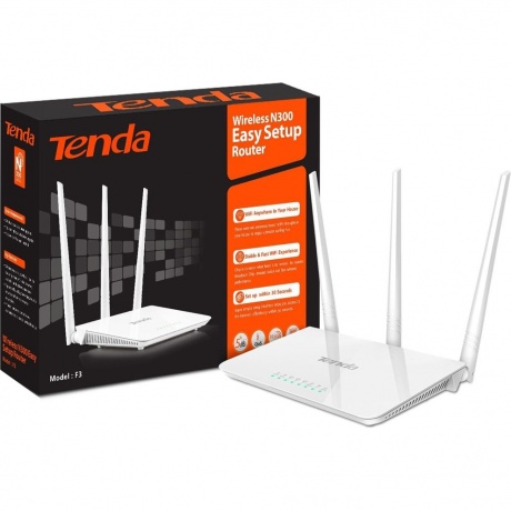 Wi-Fi роутер Tenda F3 белый - фото 7