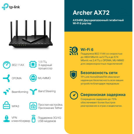 Wi-Fi роутер TP-Link Archer AX72 - фото 12