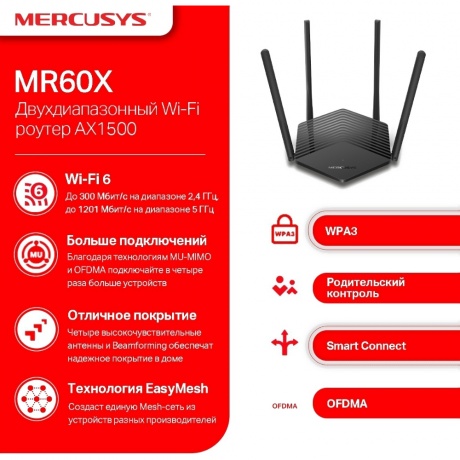 Wi-Fi роутер Mercusys MR60X - фото 12