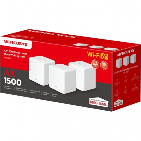 Wi-Fi роутер Mercusys Halo H60X(3-pack) AX1500 White - фото 5